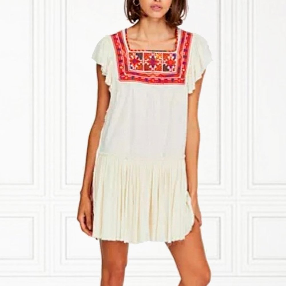 Free People Summer Beach Mini Drop Waist Dress XS